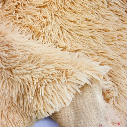Soft Fluffy Faux Plush Fabric by the Meter for Cats Upholstery Carpets Dolls Diy Toy Sewing PV Fluff Cloth Thickened Beige Pink