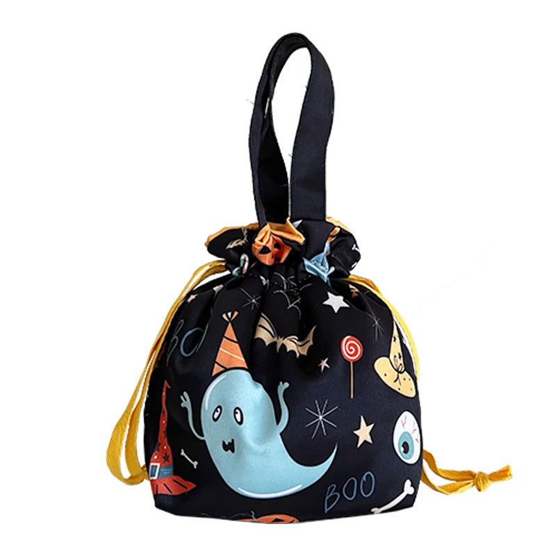 VIKAMA 12-Piece Halloween Gift Bags - Halloween Hand-Held Candy Bags - Satin Drawstring Bags Suitable for Festivals