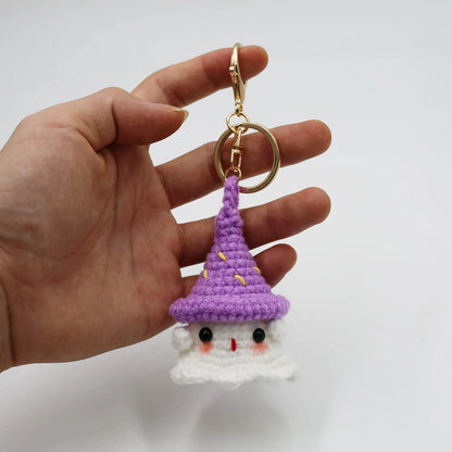 Halloween Home Decoration Handmade Knitted Witch Ghost Doll Ornament  Cute Pumpkin Ghost Keychain for Bag Pendant Christmas Gift