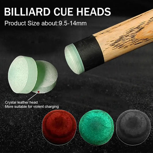 9.5-14mm Billiard Cue Heads Strong Hardness Stick Tip Replacement Head Slip-On Billiards Cue Tips Protector Snooker Accessories
