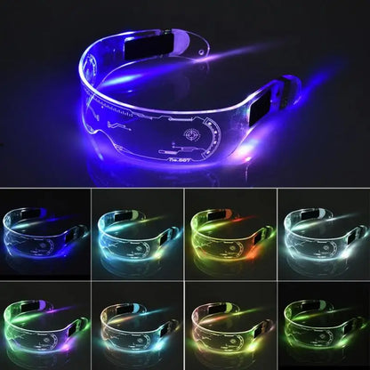 Sense of Future Science Technology LED Luminous Glasses Ins Popular Punk Goggles Party Christmas Colorful Light Shades Decor