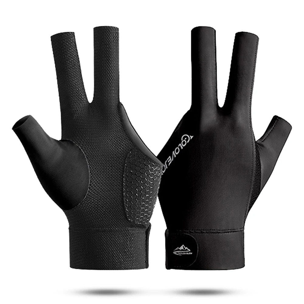 1Pcs Open Finger Billiard Gloves Antiskid Polyester Snooker Billiard Gloves Adjust Sticker Portable Lightweight Amateur Training