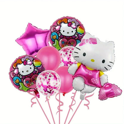 8Pcs Funny Sanrio Hello Kitty Balloon Cute Cartoon Anime KT Girl&Child Party Decoration Room Decoration Kawaii Holiday Gifts
