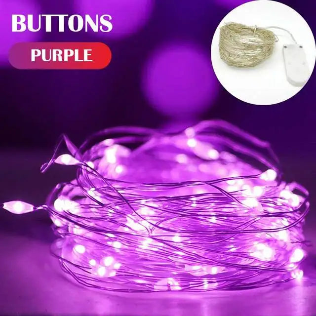5 Colors LED Outdoor Light String Fairy Garland Battery Power Copper Wire Lights for Christmas Festoon Party Wedding
