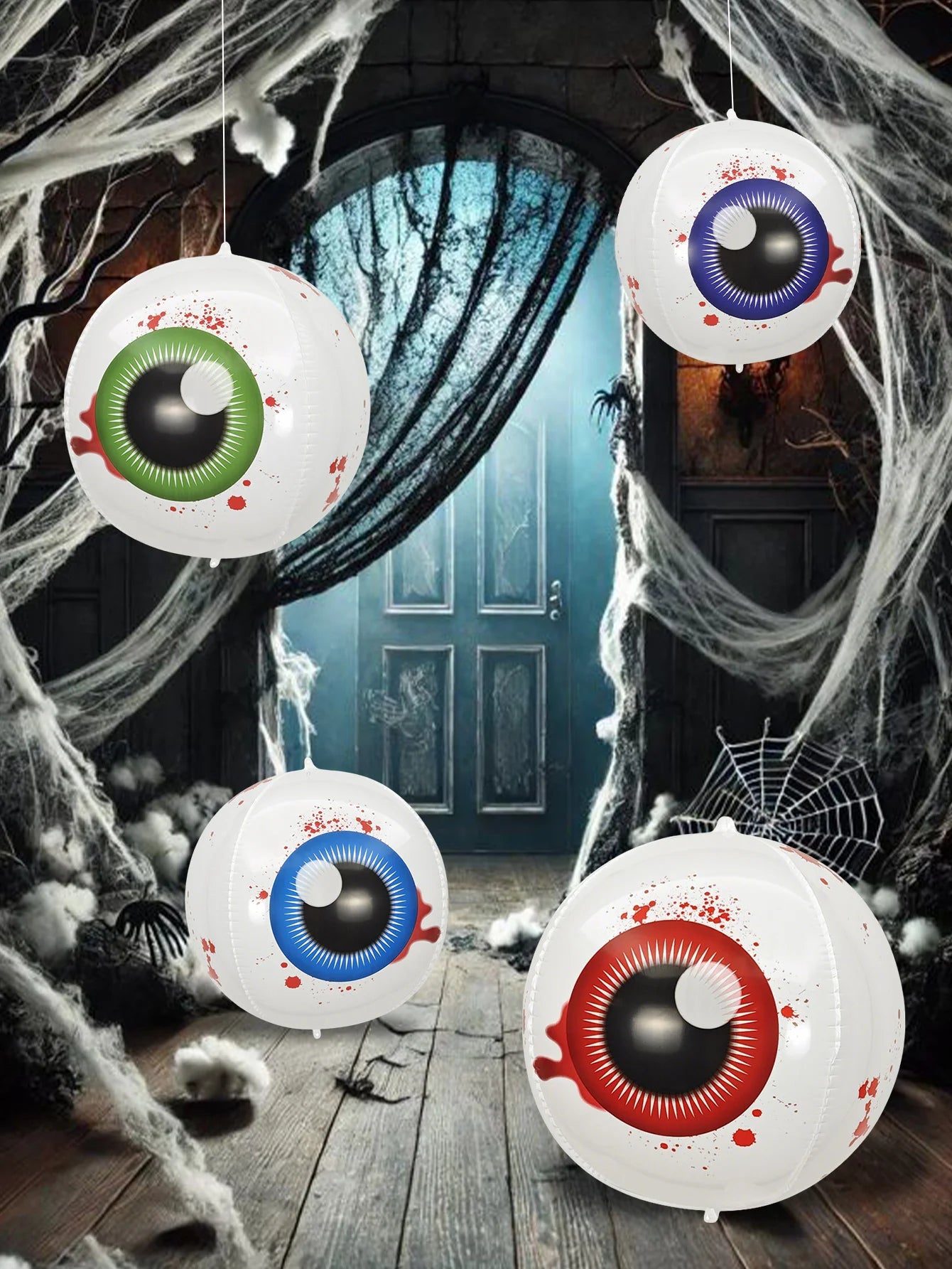 2/4pcs Halloween Horror Ghost Eye Balloons, 15 Inch 4D Aluminum Film Balloons, Suitable for Halloween Theme Party Decorations.