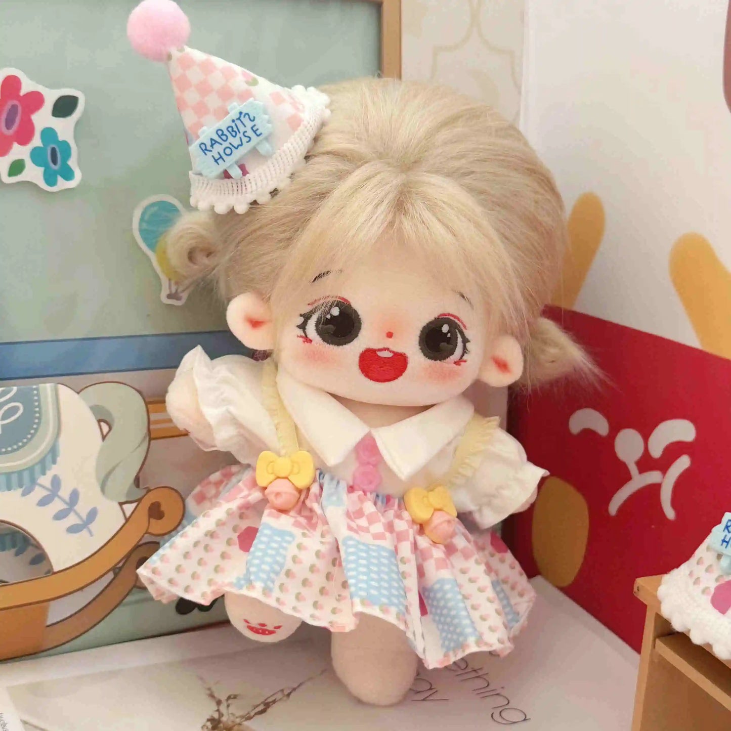 20cm Kawaii Plush Cotton Doll Anime Stuffed Idol Doll Outfit Baby Plushies Toys Star Dolls Action Figure Dress Girls Kids Gifts