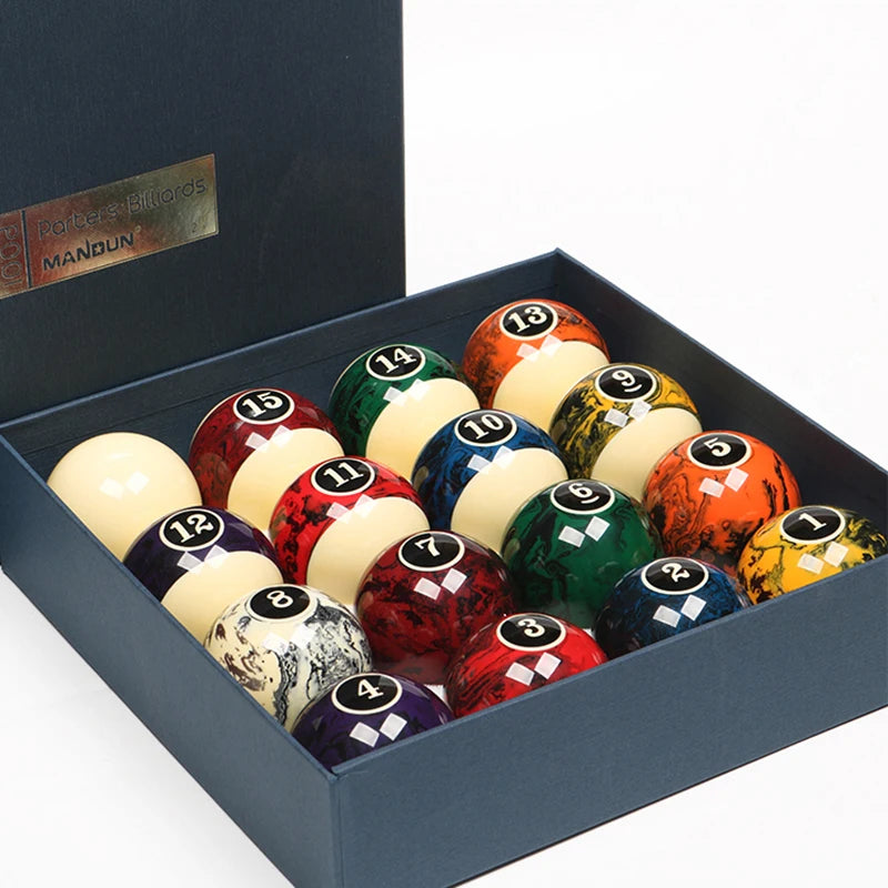 5.72cm Marble Texture Billiard Balls Set, 16pcs Resin Pool Table Balls, Standard International 2.25" Balls for Game Rooms Clubs