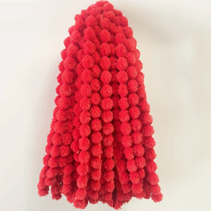 1m Faux Rabbit Fur Hairball Ribbon DIY Apparel Sewing Fluffy Trim Fabric Sewing for Quilt Clothing Christmas Apparel Decoration