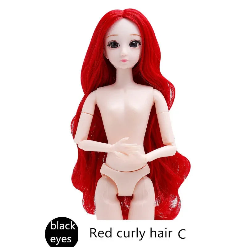 30cm 20 Movable Joints 3D Simulated Eyes Blue Purple Black Eye Long Hair 1/6 BJD Hinged Doll DIY Toy for Girls Gift