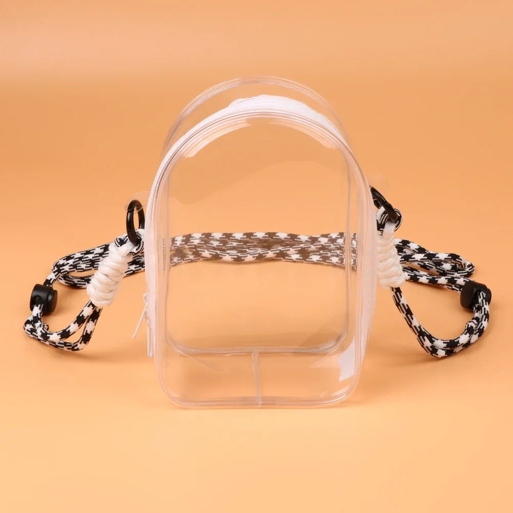 For 15cm Labubu V2 Sitting Party Cotton Doll Crossbody Pain Bag Pvc Storage Bag Hairball Dolls Display Bag (No Dolls)