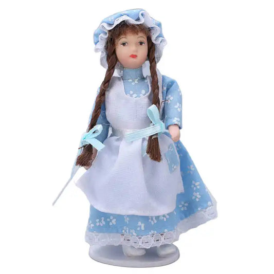 Doll House Servant 1:12 Doll House Miniature Turnable Ceramic Victorian Servant Toy Decoration With Stand