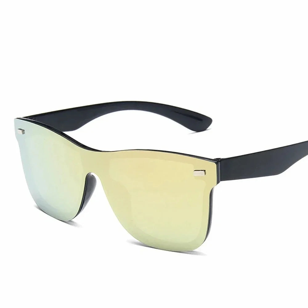 New Fashion Sunglasses One Piece Trend Personality Eyeglass Brand Design Protection Reflective Frameless Sunglassess UV400
