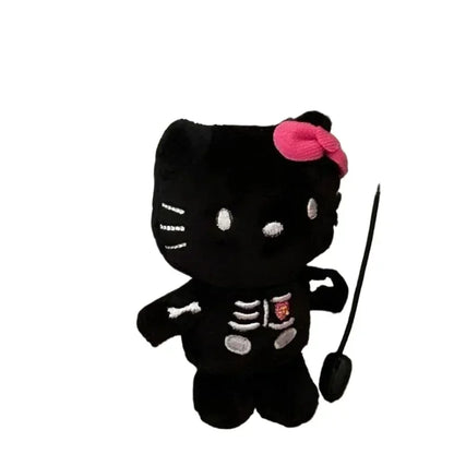 Kawaii Anime Plush Halloween Skull Hello Kitty Girl Bag Pendant Black KT Cat Plush Doll Key Chain Plush Keychain Holiday Gifts