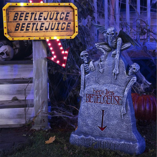 2024 Halloween Home Decoration Luminous Resin Skeleton Tombstone Graveyard Decor Skeleton Horror Haunted House Party Prank