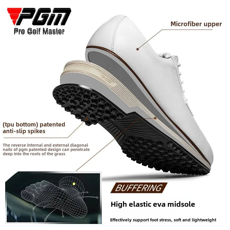 PGM Men's Golf Shoes With Anti Slip Studs, High Elasticity Cushioning, and Waterproof Block Sneakers XZ393