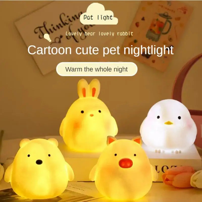 Soft Silicone LED Night Lights Christmas Gift USB Rechargeable Children Baby Kids Night Lamp Creative Cartoon Room Decor Light