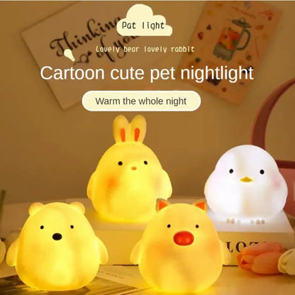 Soft Silicone LED Night Lights Christmas Gift USB Rechargeable Children Baby Kids Night Lamp Creative Cartoon Room Decor Light