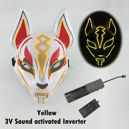 Glowing Halloween Party El Face Mask Japanese Anime Character Cosplay Led Clothing Fox Face Mask for Parties