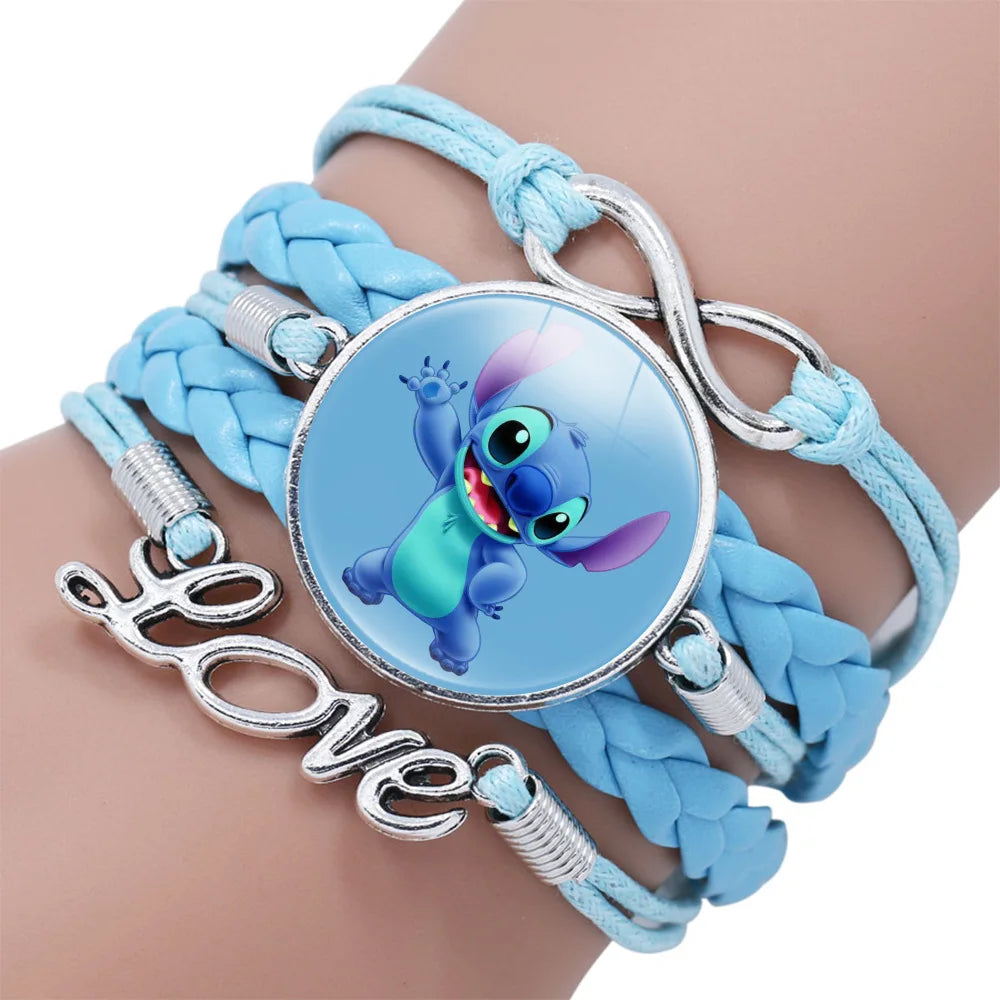 Disney Stitch Bracelet Cartoon Lilo & Stitch Anime Figures Print Cute Wristand Present Kids Toys Girls Christmas Party Gift Toy