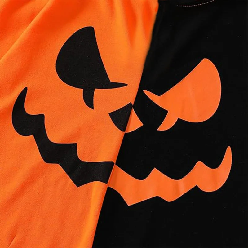 Halloween Cloak Carnival Children's Clothing With Hat Color Blocked Print Cosplay Funny Cloak