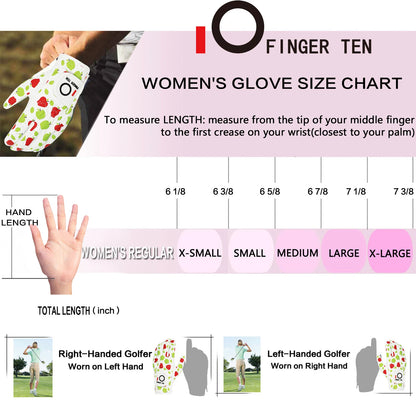 Golf Women's Gloves Ladies Left Hand Golfer Value 6 Pack, All Weather Rain Grip Glove,Golf Glove Fashion Pattern Design