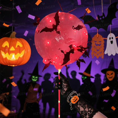 5pcs Halloween Glowing Balloon Set Transparent Bobo Balloon Bat Stickers Halloween Party Decoration Day of the Dead Decoration
