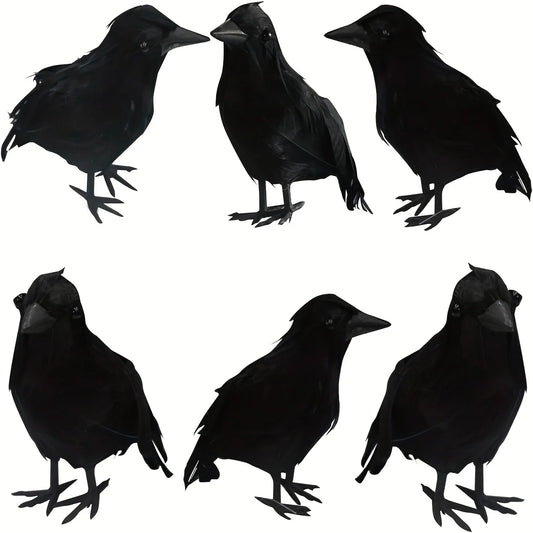 3pcs Halloween Black Crows Feathered Crows Halloween Decorations Crows Realistic Looking Ravens Large Black Crow