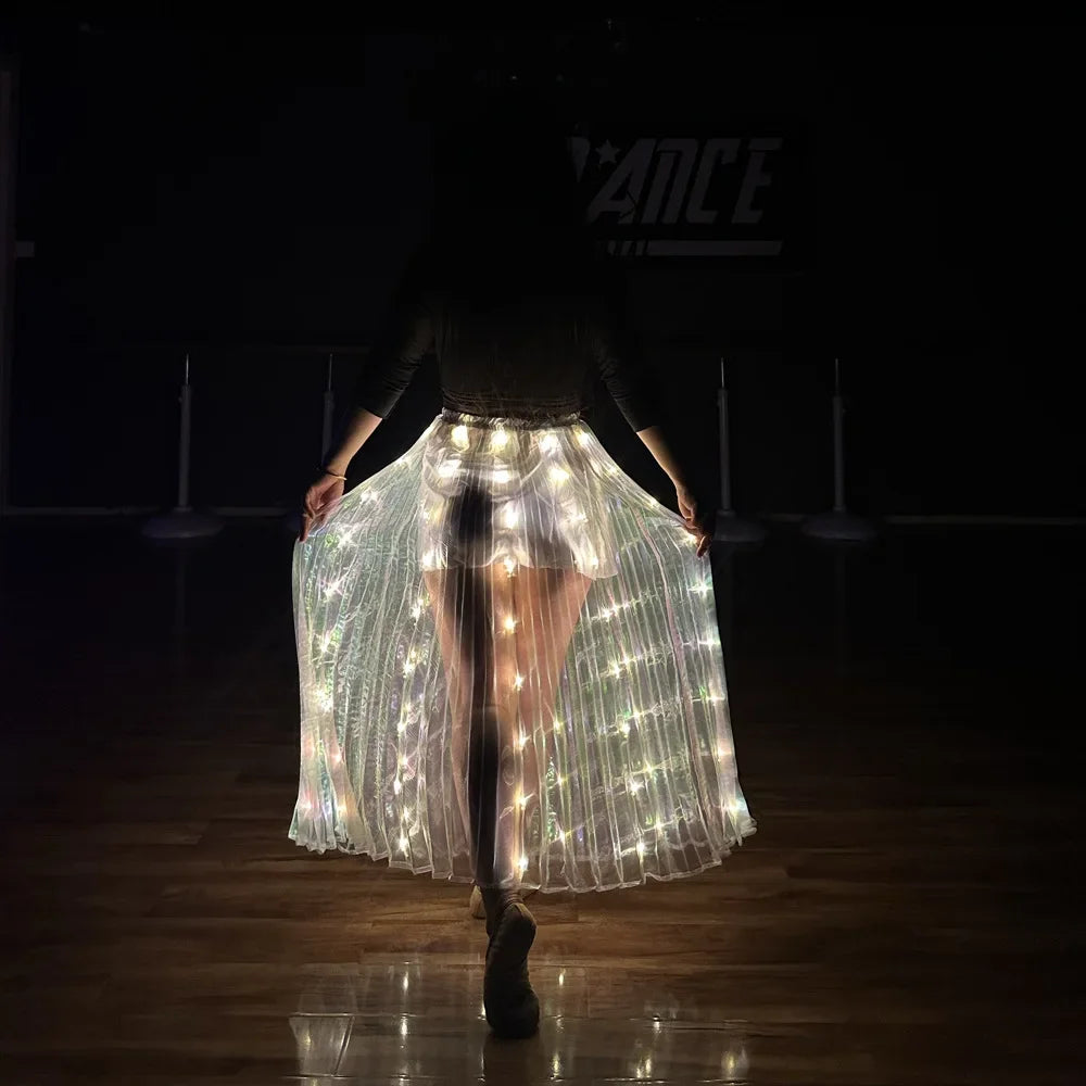 Light Up Skirt for Women LED Long Tutu for Girls Glow Dance Performance Outfits Rave Clothes Halloween Christmas Party Supplies