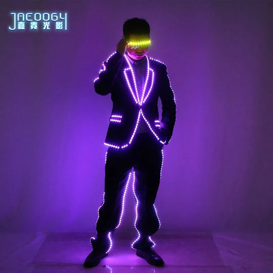LED Luminous Clothing Evening Dance Colorful Glasses Stage DJ Atmosphere Set Halloween Fluorescent Clothing