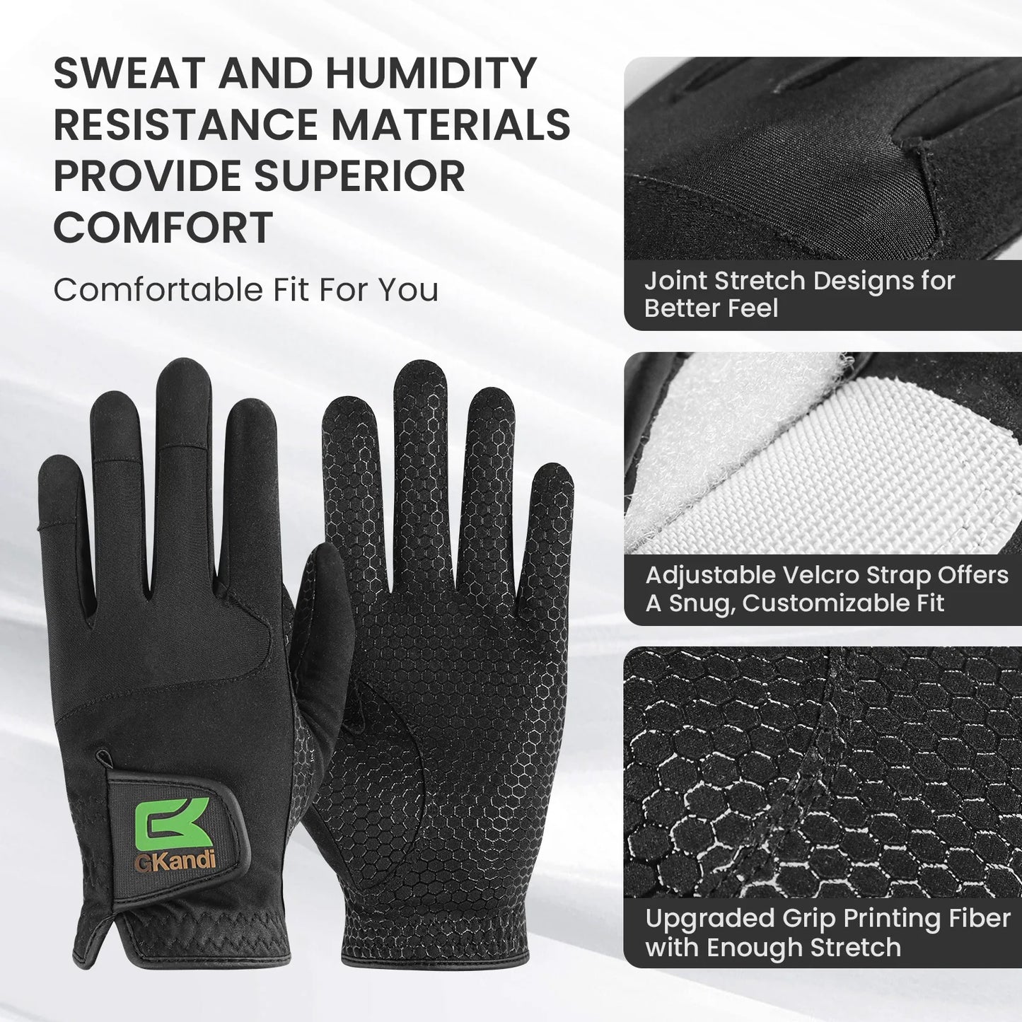 Golf Gloves Men All Weather Anti-Slip Value 2 Pack, Men's Golf Gloves Rain Grip Flexible Durable Left Hand Right