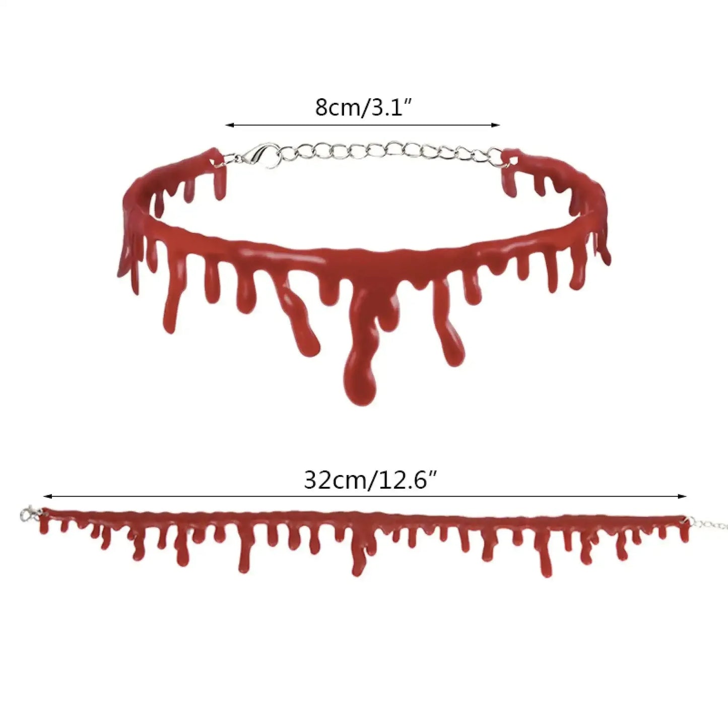 Halloween Dripping Blood Necklace Horror Vampire  Bloody Choker for Halloween Decoration Cosplay Costume Party Accessories