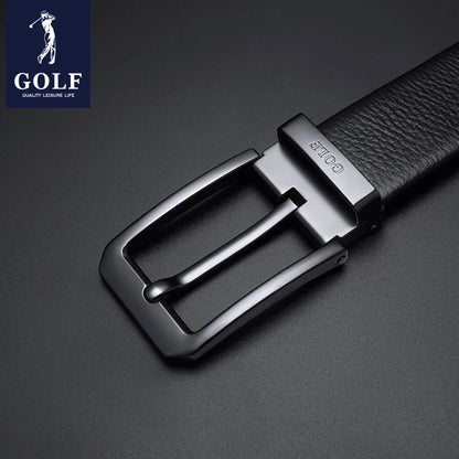 GOLF Men's Genuine Leather Needle Buckle Youth Belt, Simple and Casual, Trendy Top Layer Cowhide Pants With Men's Belt, Business