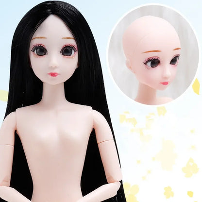 30cm 20 Movable Joints 3D Simulated Eyes Blue Purple Black Eye Long Hair 1/6 BJD Hinged Doll DIY Toy for Girls Gift