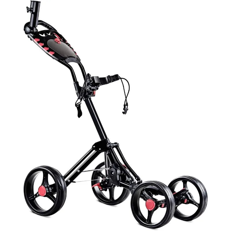 Tangkula Golf Push Pull Cart, Lightweight Aluminum Collapsible 4 Wheels Golf Push Cart, Golf Trolley With Foot Brake