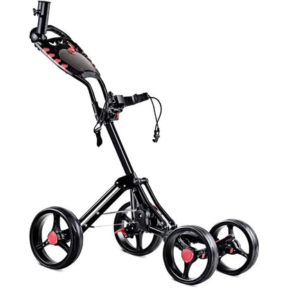 Tangkula Golf Push Pull Cart, Lightweight Aluminum Collapsible 4 Wheels Golf Push Cart, Golf Trolley With Foot Brake