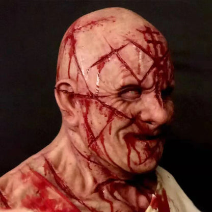 Halloween Horror Headgear Scary Bloody Murderer Mask Latex Material Evil Role-Playing Props Tricky Prank Toy Masquerade Props