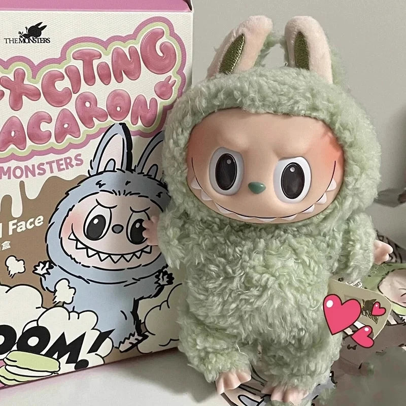 Labubu the Monsters Heartbeat Macaron Enamel Face Blind Box Pvc Tabletop Figurine Ornament Kawaii Doll Kid Birthday Gift