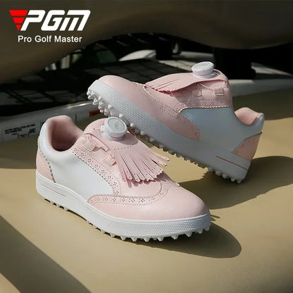 PGM Women Golf Shoes Removable Studs Waterproof Buttons Sports Shoes Non Slip Casual Microfiber Leather Sneakers