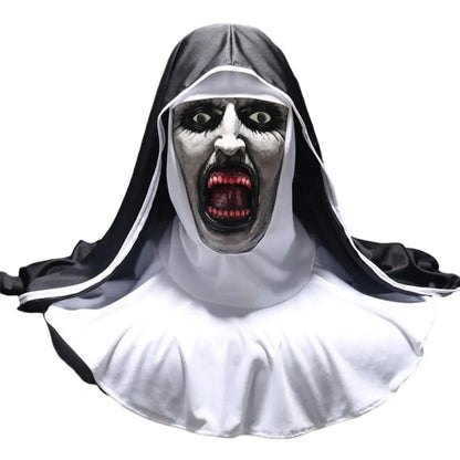 1 Set Halloween Headgear Scary Nun Emulsion Headgear Halloween Thriller Cosplay Costume the Horror Scary Nun Latex Mask Party