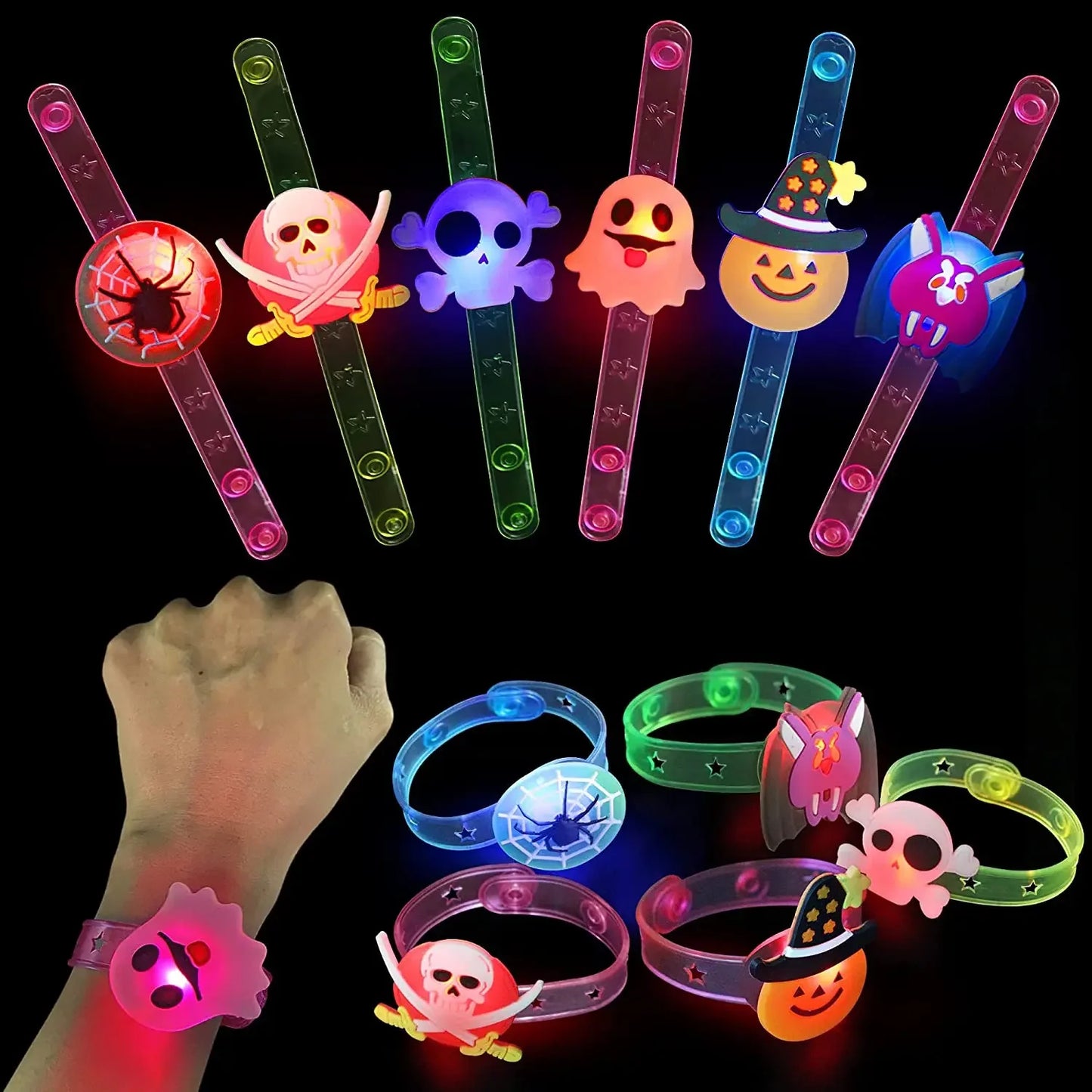 Halloween LED Party Favors Kids Flashing Bracelets Christmas Light Up Toys Treat Bag Fillers Goody Gift Fillers Non Candy