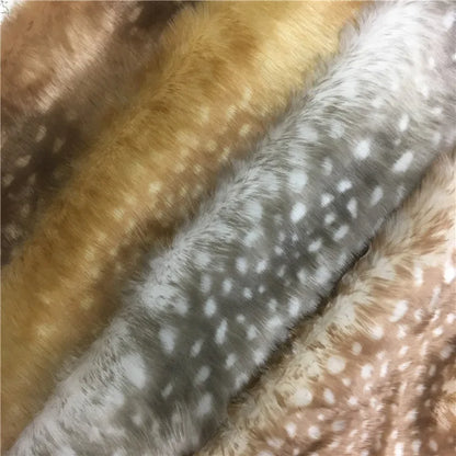 Deer Point Print Plush Fabric Christmas Moose Velvet Imitation Deerskin Clothing Toy Faux Fur Fabric,160cm*45cm(half Yard)/Pcs