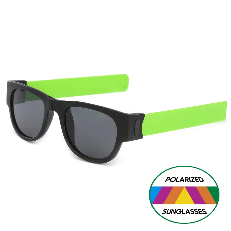 VIVIBEE Novelty Mirror Men Polarized Folding Sunglasses New Arrival Slap Sport Foldable Wristband Shades 2025 Trend Product