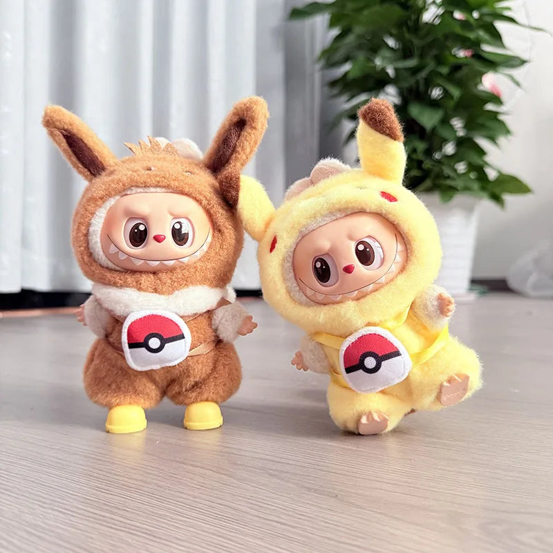 Labubu Clothes Pokemon Pikachu Set Role-Playing Costume, Animated Characters, Labubu Accessories (No Dolls)