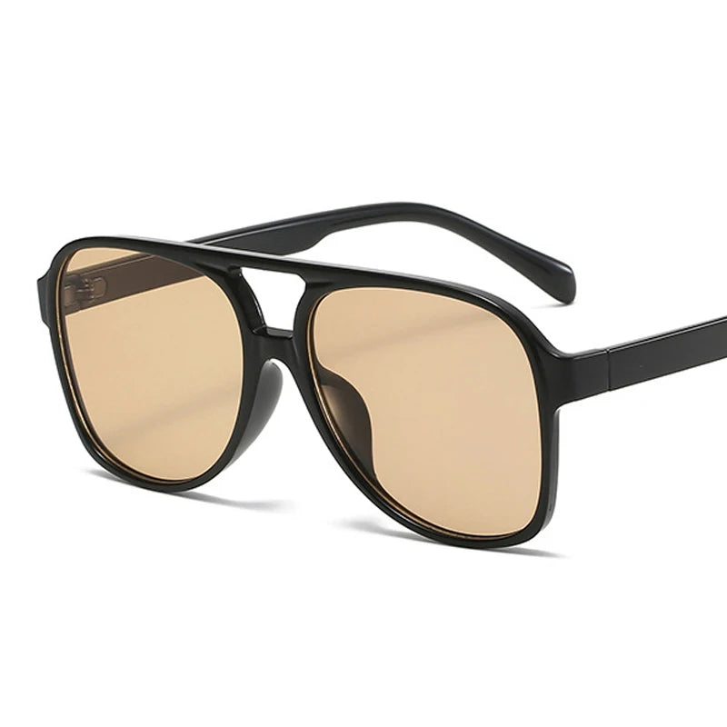 Fashion Pilot Oversized Sunglasses Woman Personality Double Bridges Sun Glasses Female Retro Leopard Orange Mirror Eyewear