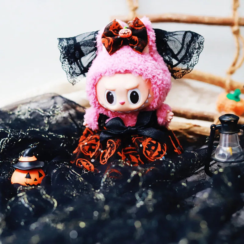 Labubu I II Dolls Cool Clothes Halloween Pumpkin Accessories With Hat Korea Kpop Exo Clothing Plush Doll'S Clothes DIY Gifts
