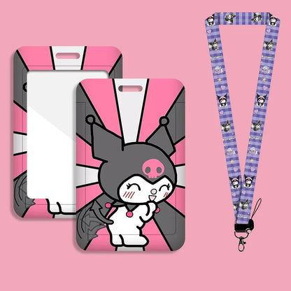 Cute Kuromi ID Badge Card Holder Lanyard Sanrio Girls Door Card Case Neck Strap Credit Card Holder Credentials Accessories Gift