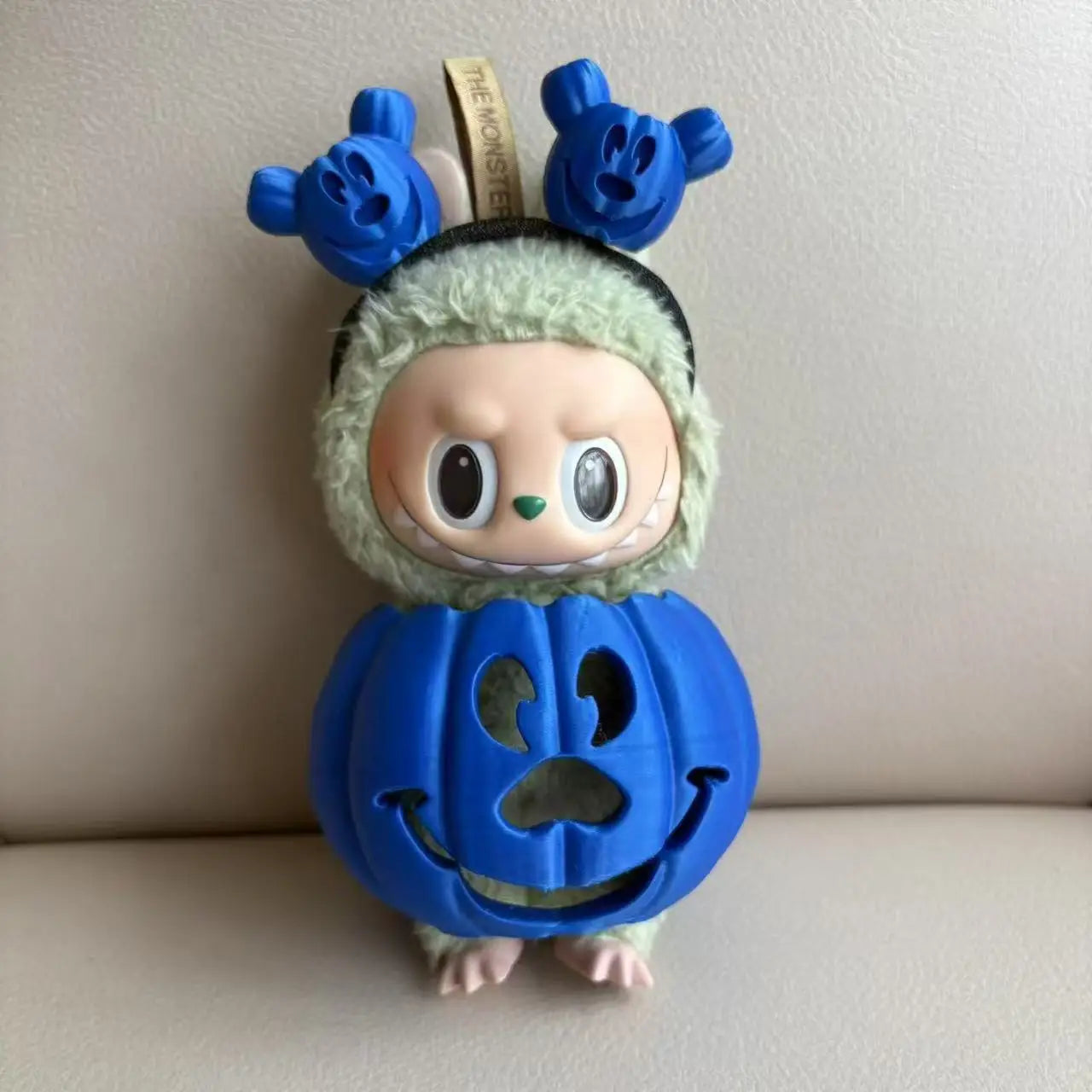 Kawaii 15cm Labubu Doll Clothes – Halloween Pumpkin Dress With Adorable Hand-Carved Headband Cosplay Outfit Gift Accessories