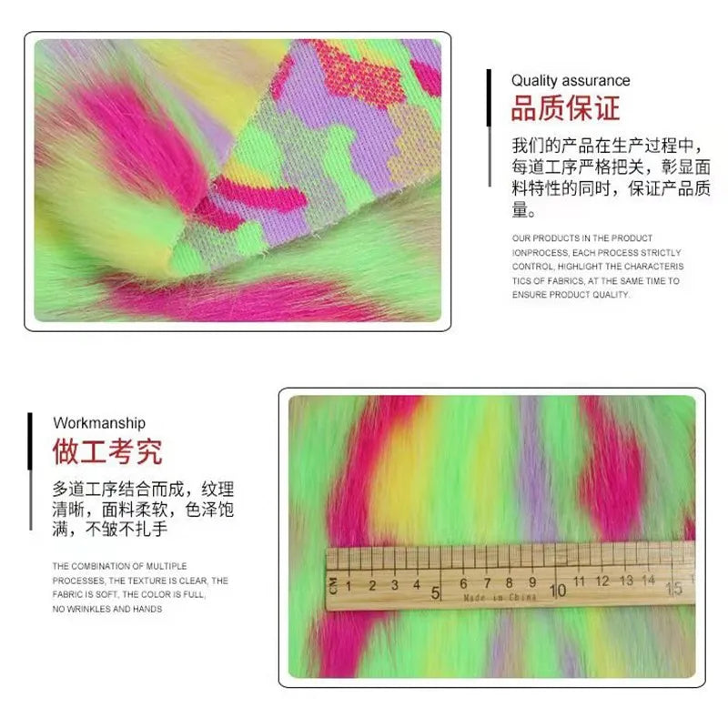 170*50cm High Grade Thicken Jacquard Fox Imitation Faux Fur Fabric,colorful Jacquard Fur Fabric for Patchwork