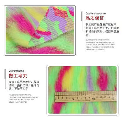 170*50cm High Grade Thicken Jacquard Fox Imitation Faux Fur Fabric,colorful Jacquard Fur Fabric for Patchwork