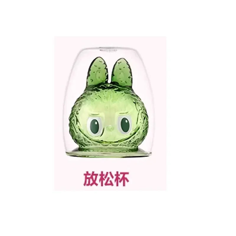 In-Stock Blind Box Labubu the Monsters Cheers Double Layered Glass Cup Cute Water Cup Handmade Decoration Model Birthday Gift